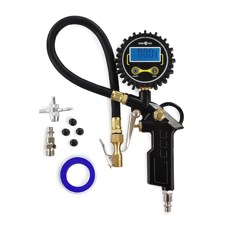 Segomo Tools 250PSI Hvy Duty Digital Tire Inflator Kit w/Pressure Gauge, Accessories 9002163B
